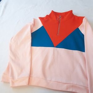 NWOT Color Block Triangle Quarter Zip Jacket
